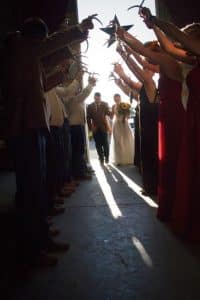 WI-Wedding-SunflowerHill-Country-Chic-Entrance-Deer-Horns-Bride-Groom